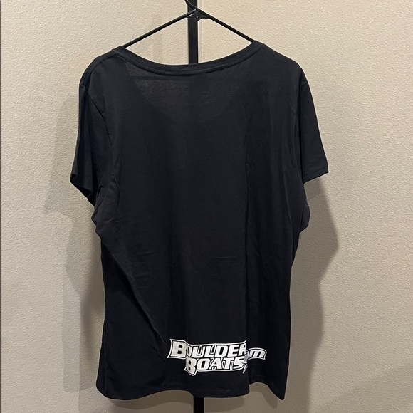 Port and Company Black Tee with Red and White Print NWOT - Picture 3 of 3